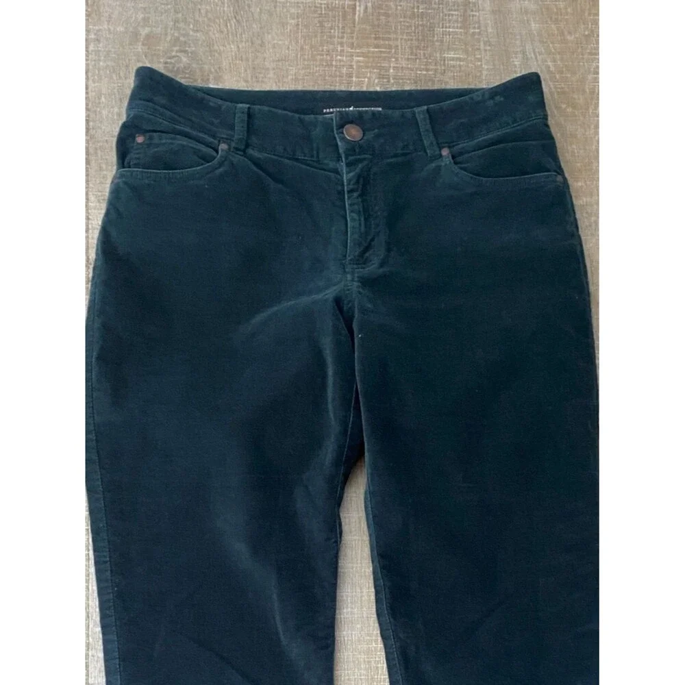 Peruvian Connection Zoe Velveteen Jeans Teal Blue Womens 4 High Rise Slim Pants